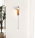 Zenora Pull Wall Light – Natural Stone & Walnut LED Lamp | Japandi Bedside Lighting | Minimalist Interior Elegance