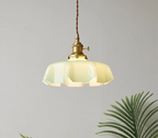 Cream Petal Glass Pendant Light – Scandinavian E26 Ceiling Lamp | Elegant Ambient Lighting | Contemporary Dining Room Feature