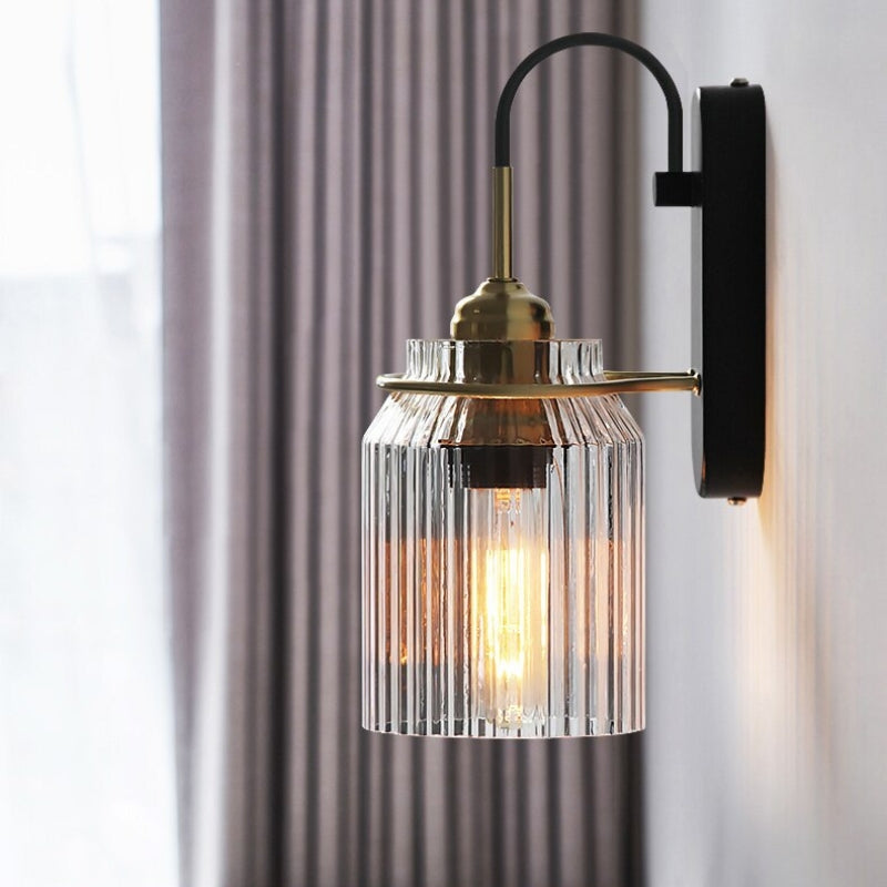 Heritage Glow Wall Light – Vintage Ribbed Glass Sconce | Elegant E27 Accent Lighting