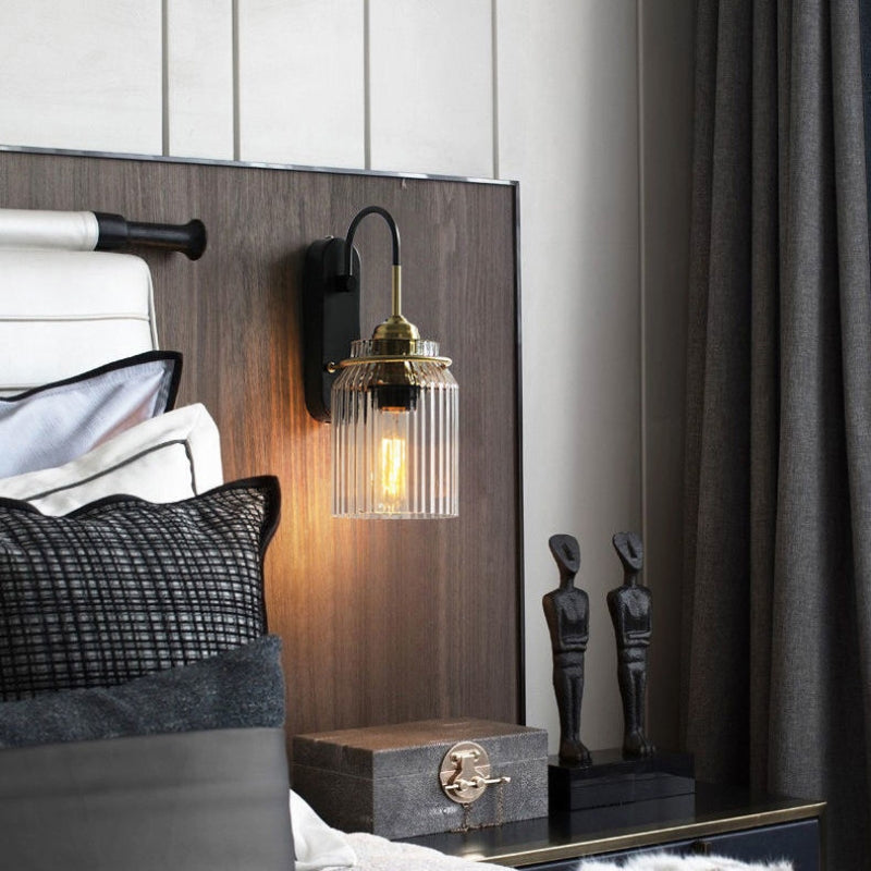 Heritage Glow Wall Light – Vintage Ribbed Glass Sconce | Elegant E27 Accent Lighting