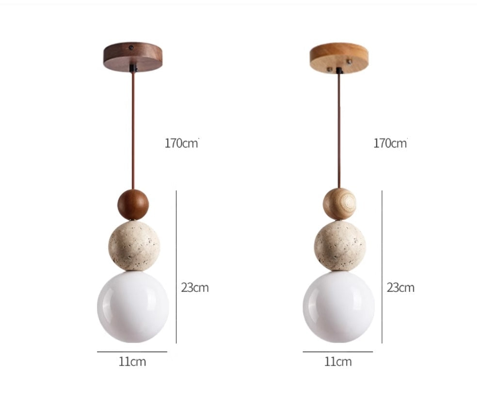 Travertine Stone Pendant Light – Natural Lava Rock Hanging Lamp | Modern Rustic Interior Lighting