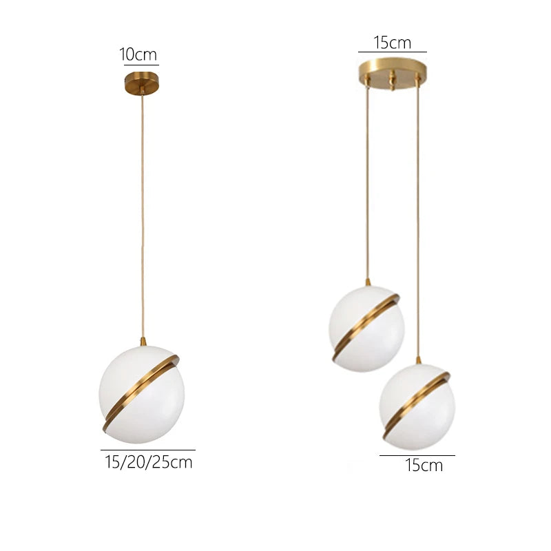 Crescent Globe Pendant Light – Modern Brass & Acrylic Chandelier | Luxury Ambient Ceiling Lighting