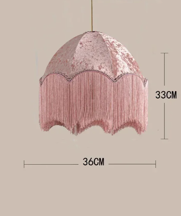 French Vintage Fabric Pendant Light with Tassel Shade – Elegant Boho Chandelier | Warm Ambient Lighting