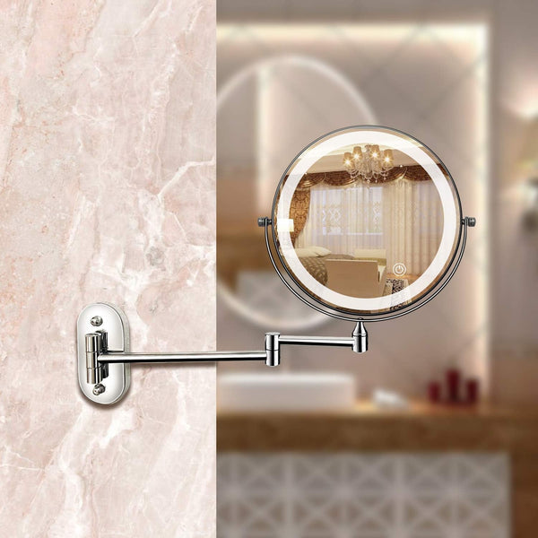 MirrorLux Pro LED Vanity Mirror – Rechargeable Magnifying Beauty Mirror | Chrome Silver Bathroom Essential