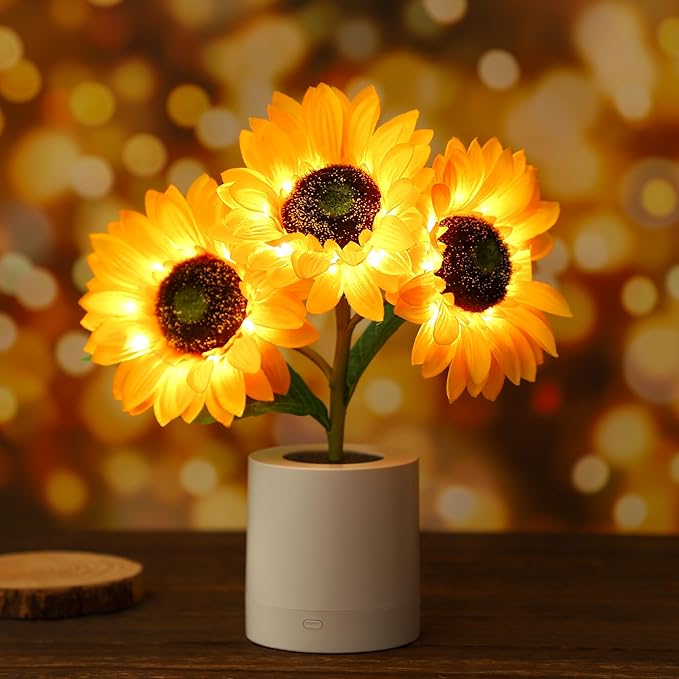 SunBloom LED Table Lamp – Rechargeable Sunflower Light | Decorative Ambient Lighting for Modern Interiors