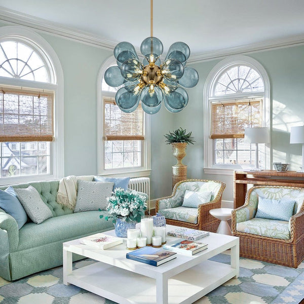 Blue Bubble Cluster Chandelier – Artistic Glass Globe Ceiling Light | Luxury Modern Statement Lighting