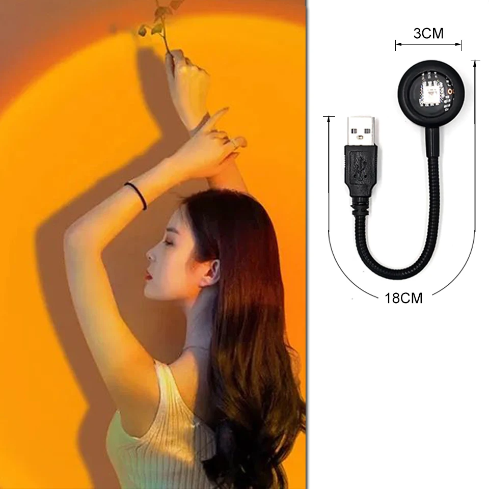 SunGlow USB Sunset LED Projector – Rainbow Night Light for Bedrooms & Ambient Lighting