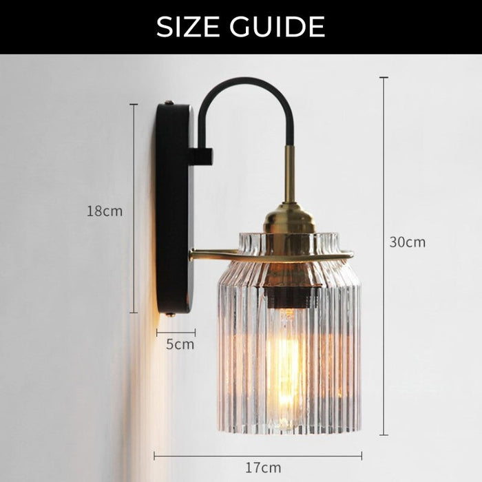 Heritage Glow Wall Light – Vintage Ribbed Glass Sconce | Elegant E27 Accent Lighting