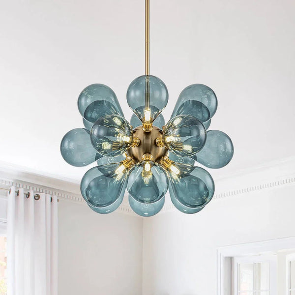Blue Bubble Cluster Chandelier – Artistic Glass Globe Ceiling Light | Luxury Modern Statement Lighting