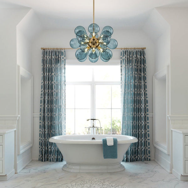 Blue Bubble Cluster Chandelier – Artistic Glass Globe Ceiling Light | Luxury Modern Statement Lighting