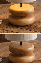 Japanese Wood Table Lamp with Jute Detail – Minimalist LED Bedside Light | Warm Zen Interior Lighting