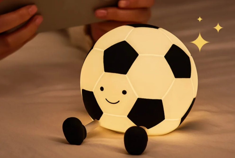 GlowKick Football Silicone Night Light – Rechargeable LED Lamp for Kids’ Rooms