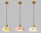 Cream Petal Glass Pendant Light – Scandinavian E26 Ceiling Lamp | Elegant Ambient Lighting | Contemporary Dining Room Feature