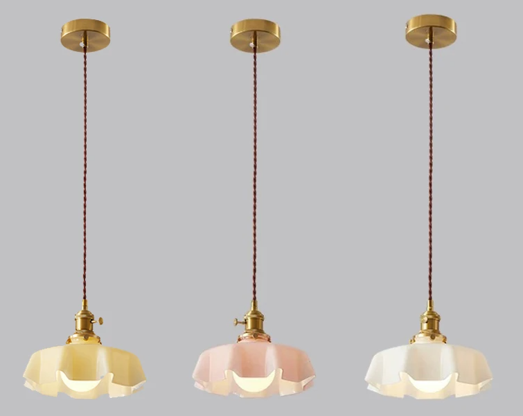 Cream Petal Glass Pendant Light – Scandinavian E26 Ceiling Lamp | Elegant Ambient Lighting | Contemporary Dining Room Feature