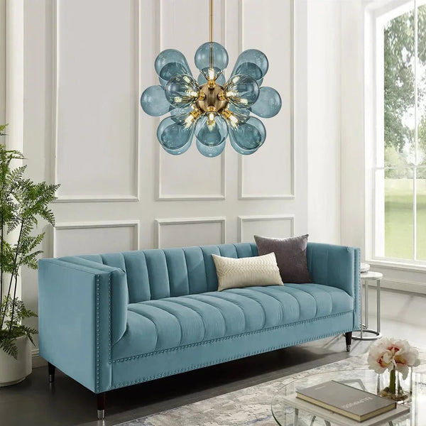 Blue Bubble Cluster Chandelier – Artistic Glass Globe Ceiling Light | Luxury Modern Statement Lighting