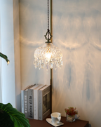 French Crystal Glass Pendant Light – Luxury Gold LED Chandelier | Elegant Ambient Lighting | Vintage-Inspired Statement Piece
