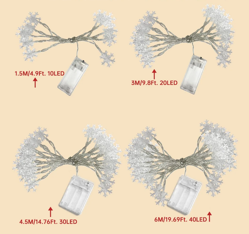 FrostLume LED Snowflake String Lights – Festive Decorative Lighting for Indoor & Outdoor Use