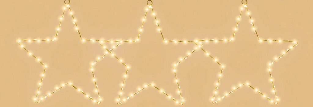 StellaLicht Christmas Window Star Lights – Set of 3 LED Stars with 8 Lighting Modes for Indoor & Outdoor Decoration