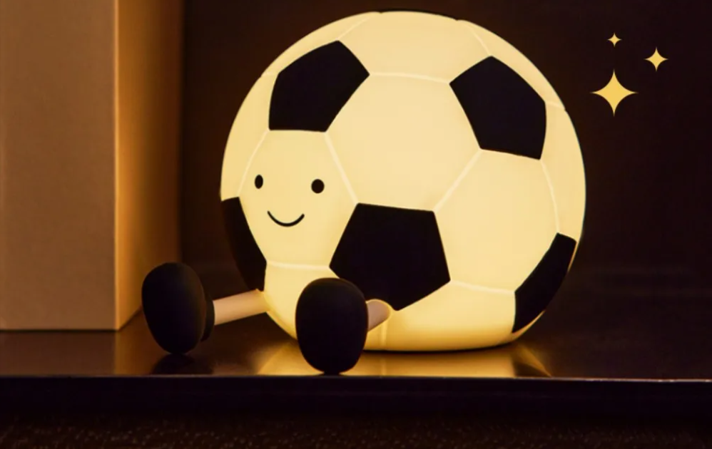 GlowKick Football Silicone Night Light – Rechargeable LED Lamp for Kids’ Rooms