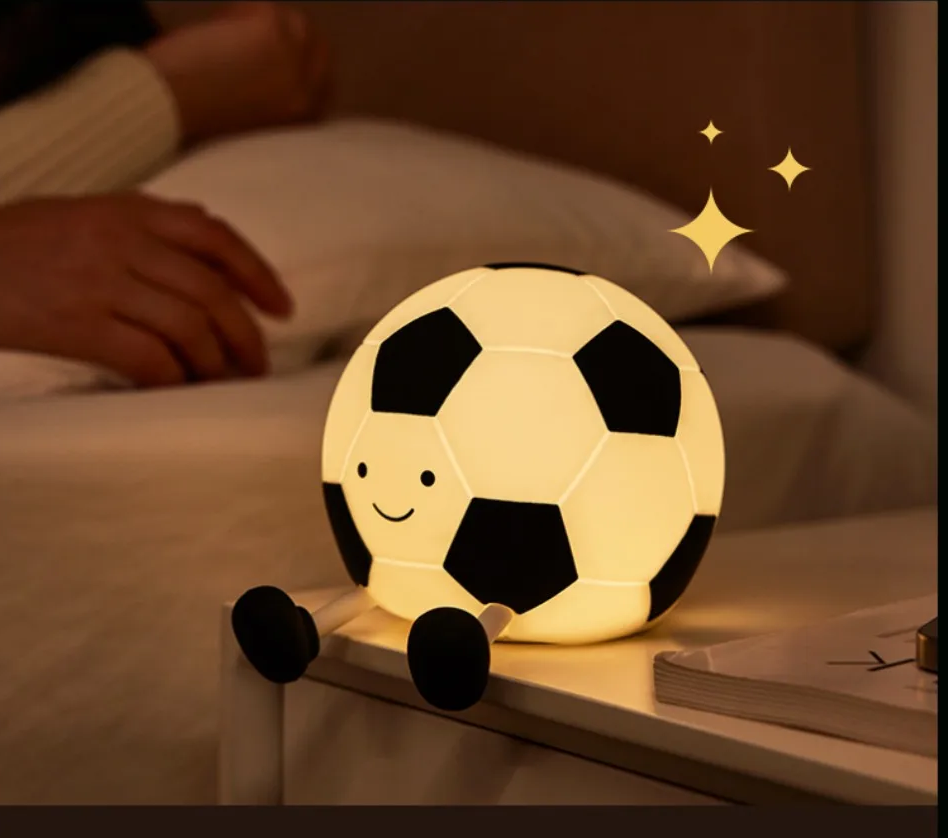 GlowKick Football Silicone Night Light – Rechargeable LED Lamp for Kids’ Rooms