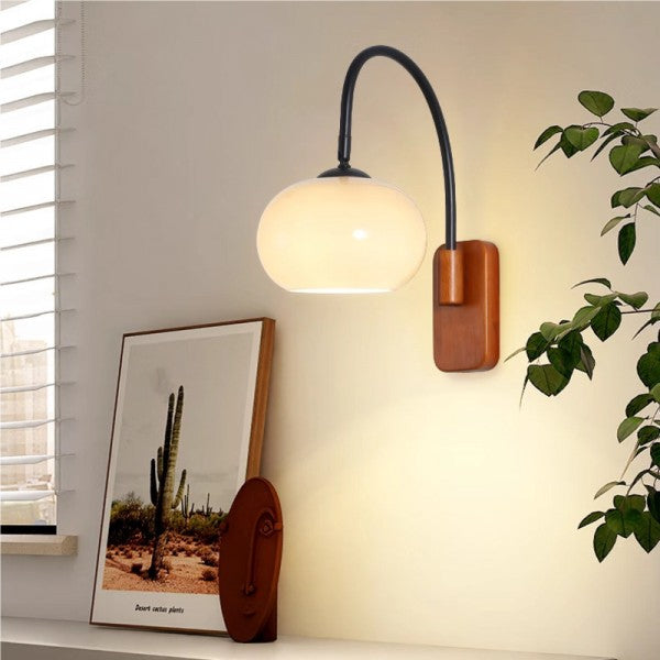 Persimmon Halo Wall Light – Bauhaus Glass Sconce | Adjustable Modern Accent Lighting
