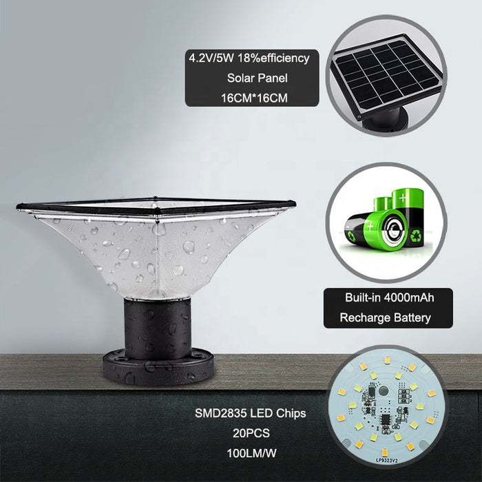 Waterproof Solar Pillar Light – Outdoor LED Post Light | IP65 Solar Garden & Fence Lighting