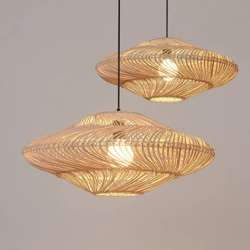 Rattan Pendant Light – Vintage Boho Ceiling Lamp | Natural Scandinavian Interior Lighting