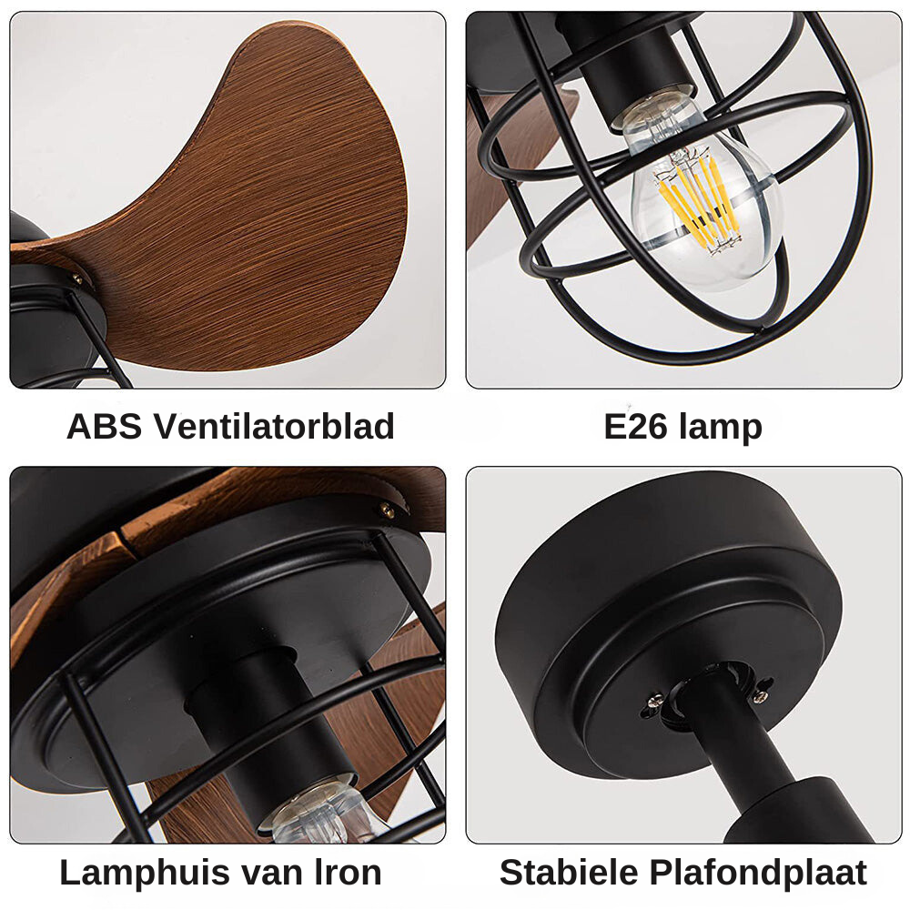 Walnora Ceiling Fan Light – Modern Dark Walnut Ceiling Fan with Integrated Lighting | Contemporary Compact Cooling & Ambient Illumination