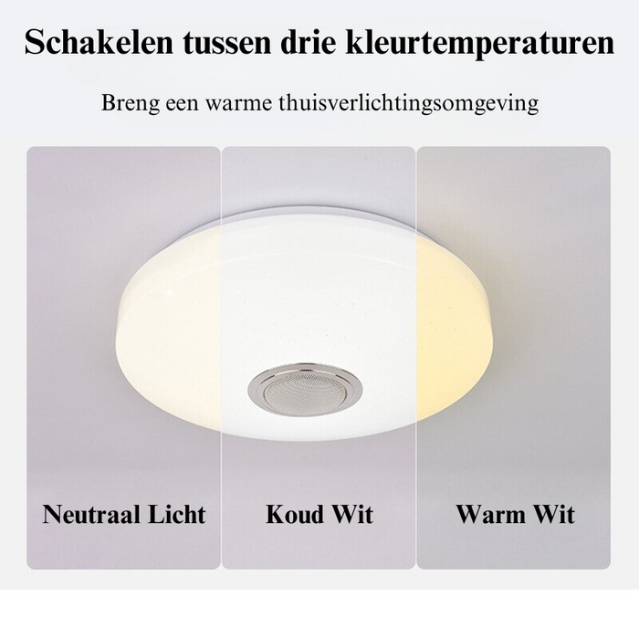 Smart LED Ceiling Light with Bluetooth Speaker – RGB Dimmable Flush Mount Lamp | Modern Multi-Function Lighting