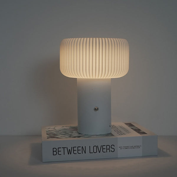 MushLume Rechargeable Night Light – Dimmable Mushroom Table Lamp | Modern Ambient LED Lighting