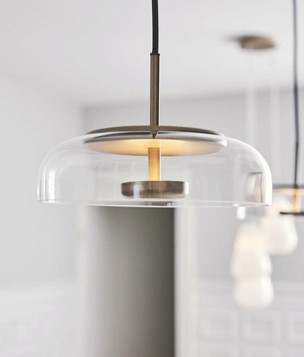 Solara Brass Pendant Light – Modern Glass LED Hanging Lamp | Elegant Ambient Interior Lighting