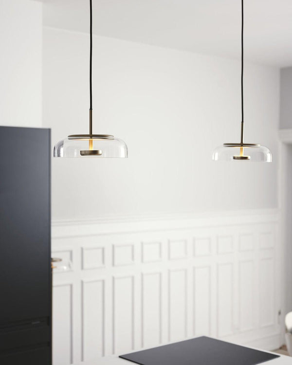 Solara Brass Pendant Light – Modern Glass LED Hanging Lamp | Elegant Ambient Interior Lighting