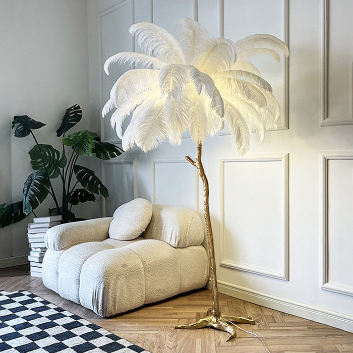 Nordic Ostrich Feather Floor Lamp – Luxury Statement Lighting with Soft Ambient Glow