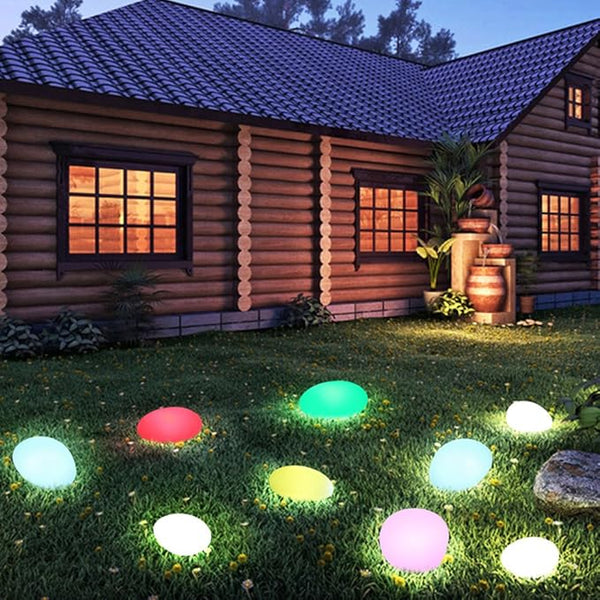 Cobblestone Garden Lamp – Rechargeable LED Outdoor Accent Light with 16 Colours
