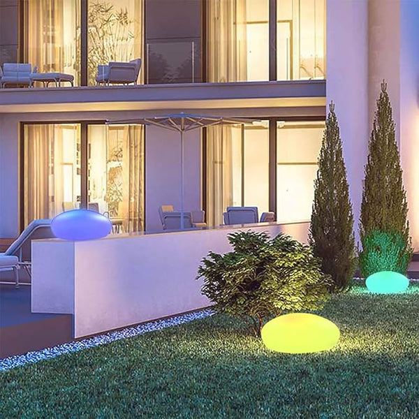 Cobblestone Garden Lamp – Rechargeable LED Outdoor Accent Light with 16 Colours