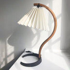 Caprani Scandinavian Table Lamp – Nordic Wood & Linen Designer Lamp | Mid-Century Inspired Lighting
