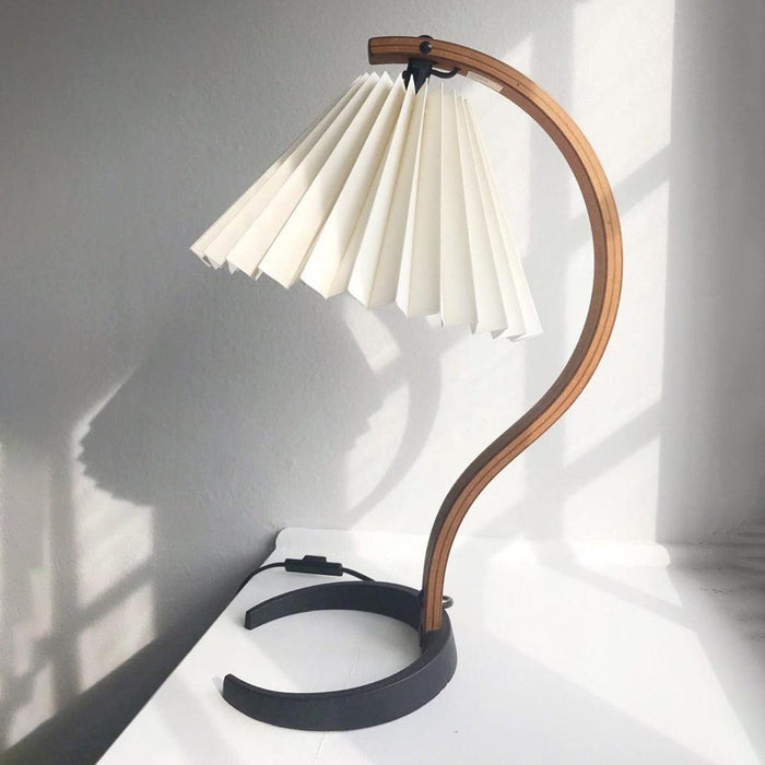 Caprani Scandinavian Table Lamp – Nordic Wood & Linen Designer Lamp | Mid-Century Inspired Lighting