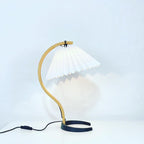 Caprani Scandinavian Table Lamp – Nordic Wood & Linen Designer Lamp | Mid-Century Inspired Lighting