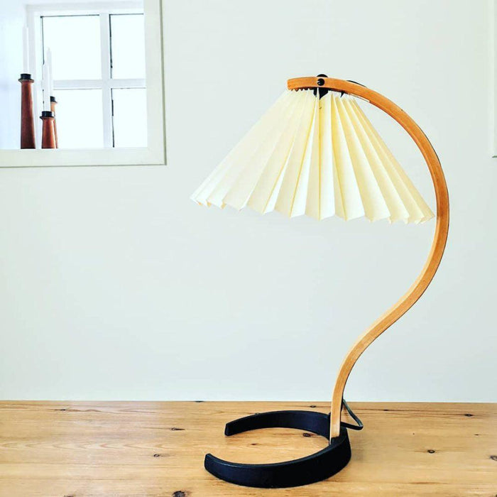Caprani Scandinavian Table Lamp – Nordic Wood & Linen Designer Lamp | Mid-Century Inspired Lighting