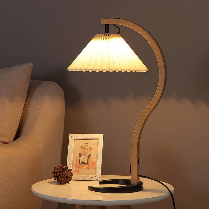 Caprani Scandinavian Table Lamp – Nordic Wood & Linen Designer Lamp | Mid-Century Inspired Lighting