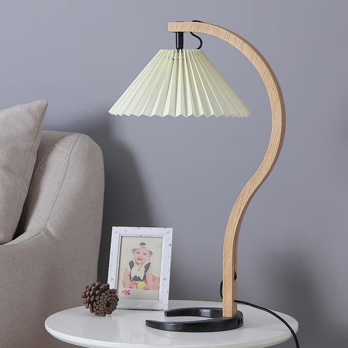 Caprani Scandinavian Table Lamp – Nordic Wood & Linen Designer Lamp | Mid-Century Inspired Lighting