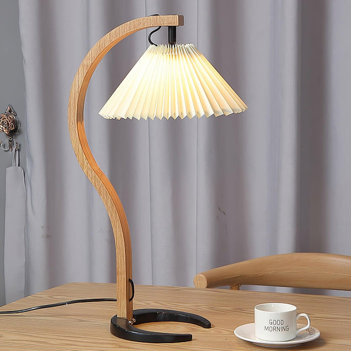 Caprani Scandinavian Table Lamp – Nordic Wood & Linen Designer Lamp | Mid-Century Inspired Lighting