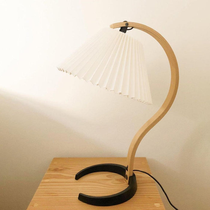 Caprani Scandinavian Table Lamp – Nordic Wood & Linen Designer Lamp | Mid-Century Inspired Lighting