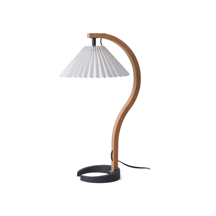 Caprani Scandinavian Table Lamp – Nordic Wood & Linen Designer Lamp | Mid-Century Inspired Lighting