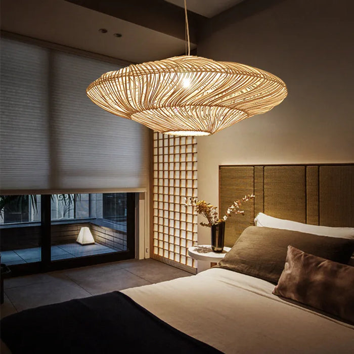 Rattan Pendant Light – Vintage Boho Ceiling Lamp | Natural Scandinavian Interior Lighting