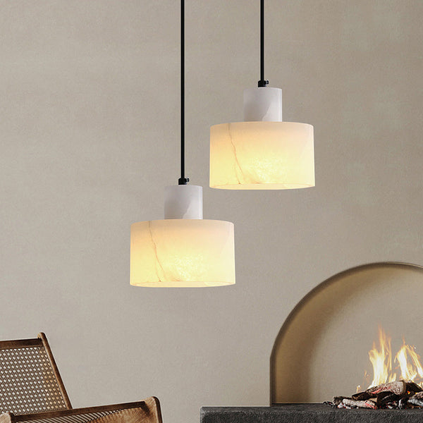 White Marble Pendant Light – Scandinavian Hanging Lamp | Minimalist Luxury Interior Lighting
