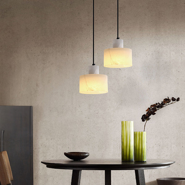 White Marble Pendant Light – Scandinavian Hanging Lamp | Minimalist Luxury Interior Lighting