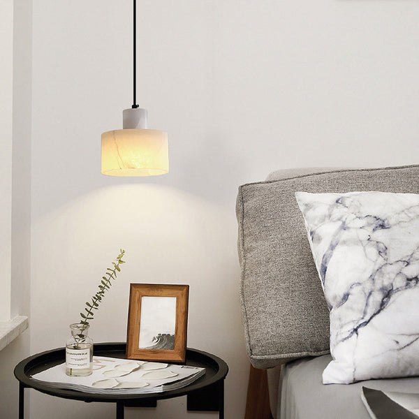 White Marble Pendant Light – Scandinavian Hanging Lamp | Minimalist Luxury Interior Lighting