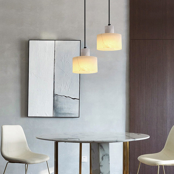 White Marble Pendant Light – Scandinavian Hanging Lamp | Minimalist Luxury Interior Lighting