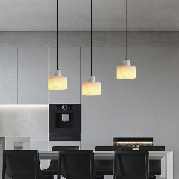 White Marble Pendant Light – Scandinavian Hanging Lamp | Minimalist Luxury Interior Lighting